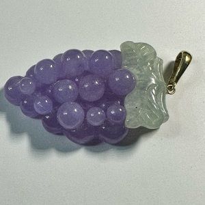 Grape Bunch Purple & Green Jade 14K Yellow Gold